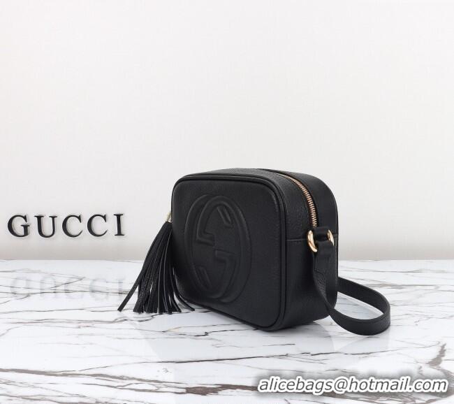 Famous Brand Gucci Soho Small Leather Interlocking G Tassel Disco Camera Bag 308364 Black 2024