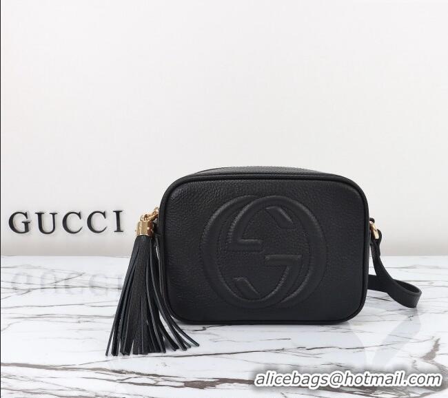 Famous Brand Gucci Soho Small Leather Interlocking G Tassel Disco Camera Bag 308364 Black 2024