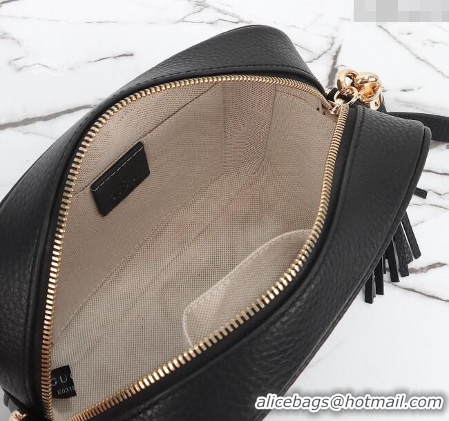 Famous Brand Gucci Soho Small Leather Interlocking G Tassel Disco Camera Bag 308364 Black 2024