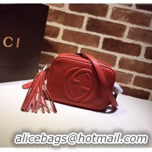 Top Design Gucci Soho Small Leather Interlocking G Tassel Disco Camera Bag 308364 Orange 2024