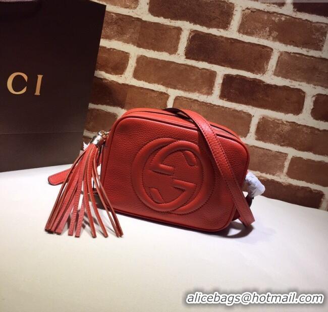 Top Design Gucci Soho Small Leather Interlocking G Tassel Disco Camera Bag 308364 Orange 2024