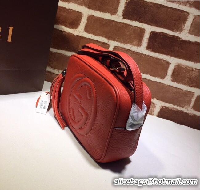 Top Design Gucci Soho Small Leather Interlocking G Tassel Disco Camera Bag 308364 Orange 2024