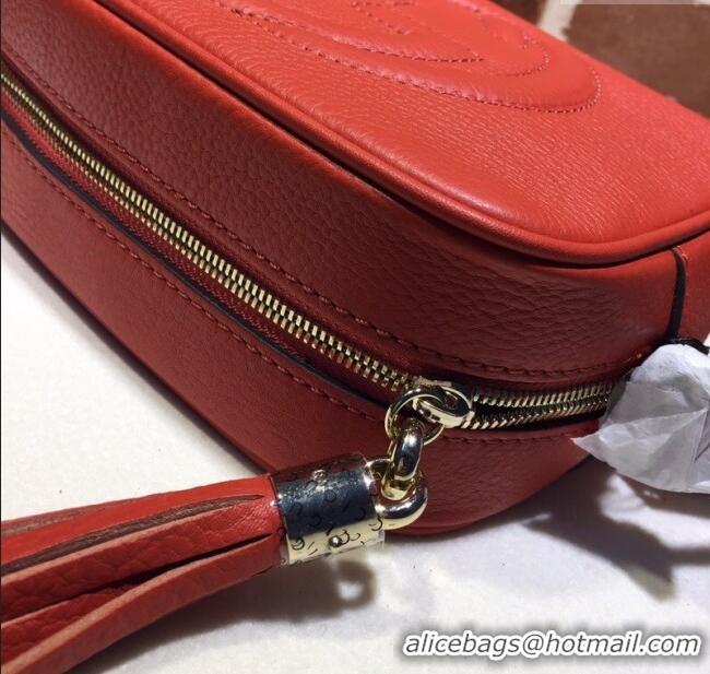 Top Design Gucci Soho Small Leather Interlocking G Tassel Disco Camera Bag 308364 Orange 2024