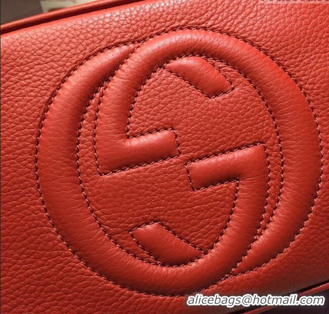 Top Design Gucci Soho Small Leather Interlocking G Tassel Disco Camera Bag 308364 Orange 2024