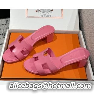 Perfect Hermes Classic Oasis Heel Slides Sandal 4.5cm in Shiny Calfskin Pink 0606108