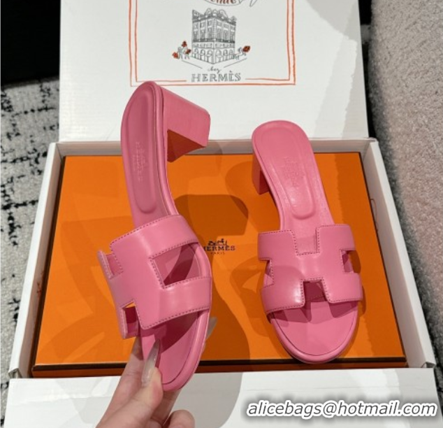Perfect Hermes Classic Oasis Heel Slides Sandal 4.5cm in Shiny Calfskin Pink 0606108