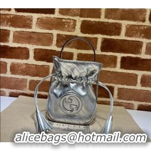 Spot Bulk Gucci Blondie Leather Mini Bucket Bag 760313 Silver 2024