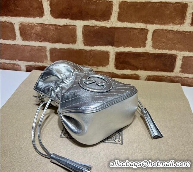 Spot Bulk Gucci Blondie Leather Mini Bucket Bag 760313 Silver 2024