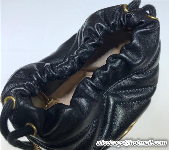Luxurious Gucci GG Marmont Matelassé Mini Bucket Bag 575163 Black 2024