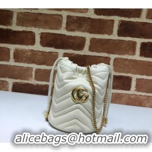 New Fashion Gucci GG Marmont Matelasse Mini Bucket Bag 575163 White 2024