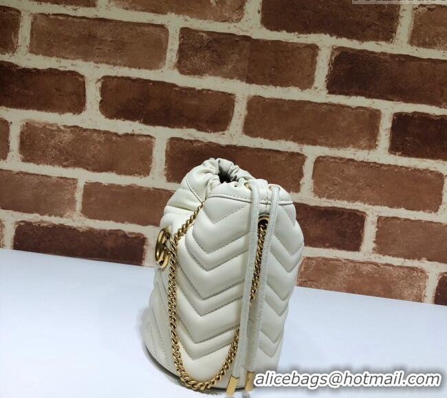 New Fashion Gucci GG Marmont Matelasse Mini Bucket Bag 575163 White 2024