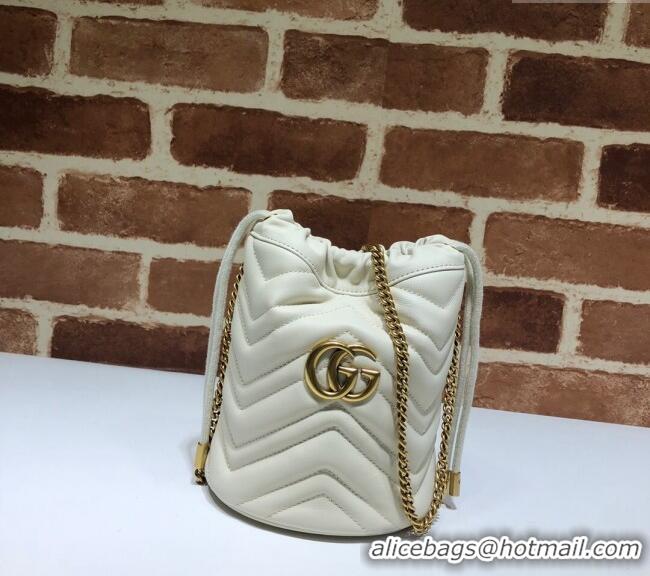 New Fashion Gucci GG Marmont Matelasse Mini Bucket Bag 575163 White 2024