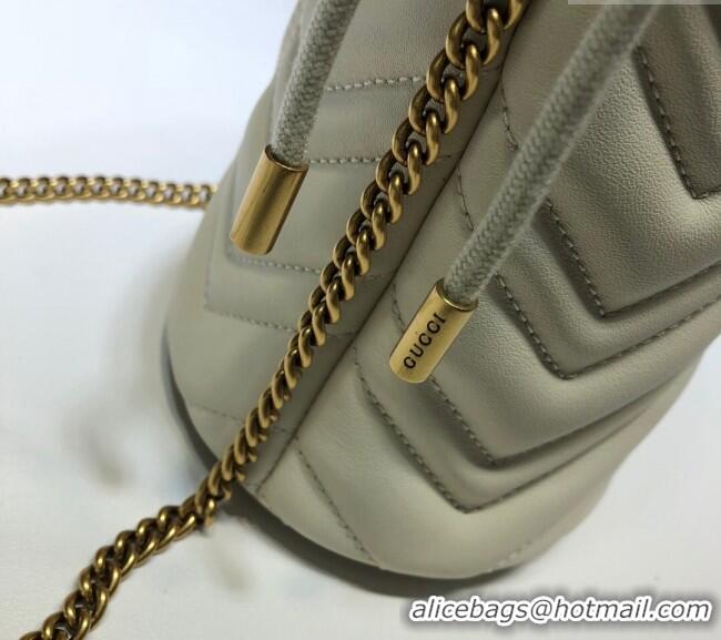 New Fashion Gucci GG Marmont Matelasse Mini Bucket Bag 575163 White 2024