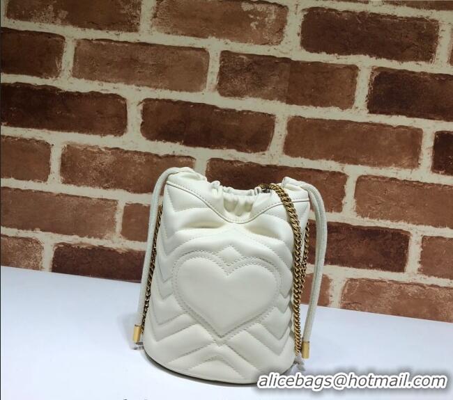 New Fashion Gucci GG Marmont Matelasse Mini Bucket Bag 575163 White 2024