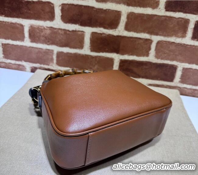Famous Brand Gucci Diana Leather small shoulder bag 746251 Brown 2023