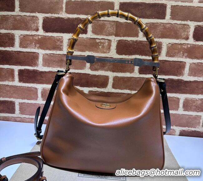 Unique Grade Gucci Diana Leather Large Shoulder Bag 746245 Brown 2024