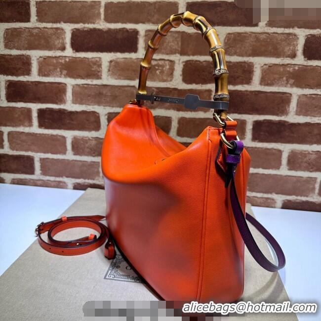 Famous Brand Gucci Diana Leather Large Shoulder Bag 746245 Orange 2024