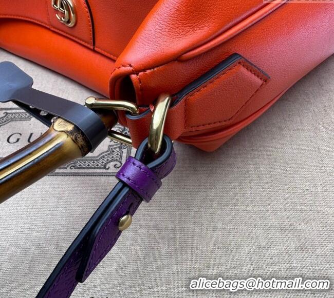 Famous Brand Gucci Diana Leather Large Shoulder Bag 746245 Orange 2024