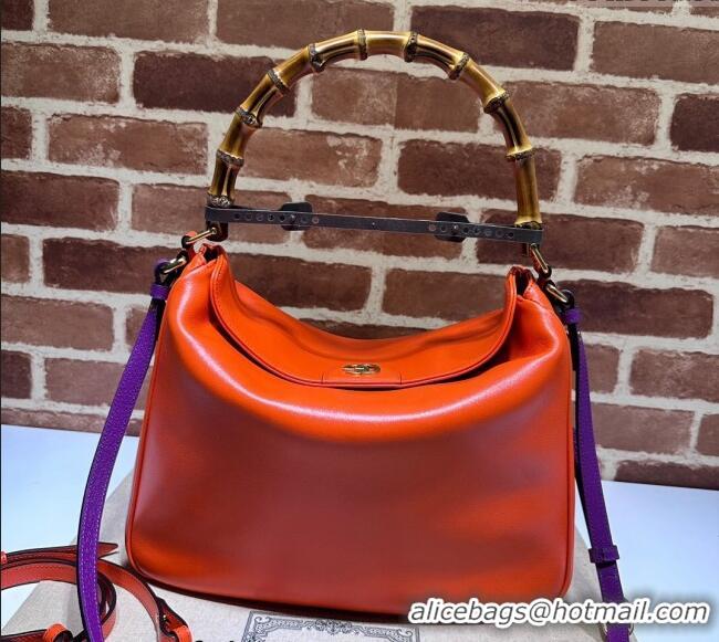 Famous Brand Gucci Diana Leather Large Shoulder Bag 746245 Orange 2024
