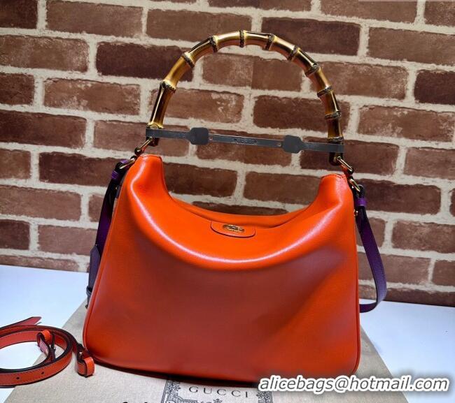 Famous Brand Gucci Diana Leather Large Shoulder Bag 746245 Orange 2024