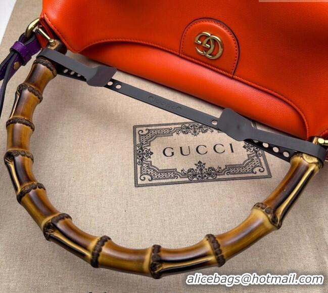 Famous Brand Gucci Diana Leather Large Shoulder Bag 746245 Orange 2024