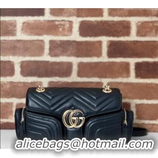 Grade Design Gucci GG Marmont Small Multi-Pocket Shoulder Bag 795228 Black 2024