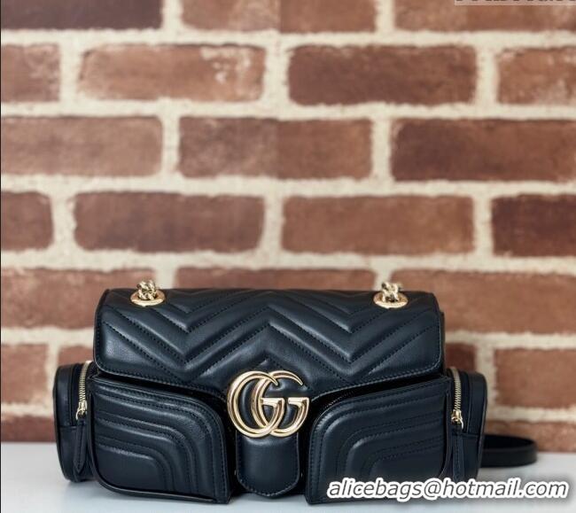 Grade Design Gucci GG Marmont Small Multi-Pocket Shoulder Bag 795228 Black 2024