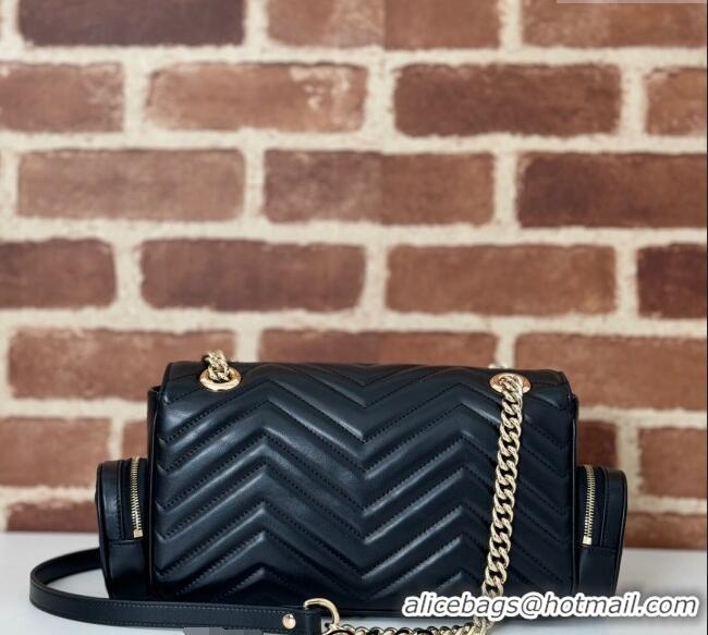 Grade Design Gucci GG Marmont Small Multi-Pocket Shoulder Bag 795228 Black 2024