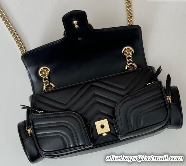 Grade Design Gucci GG Marmont Small Multi-Pocket Shoulder Bag 795228 Black 2024