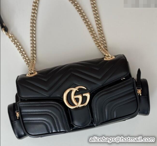 Grade Design Gucci GG Marmont Small Multi-Pocket Shoulder Bag 795228 Black 2024