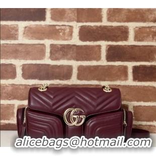 Buy Cheap Gucci GG Marmont Small Multi-Pocket Shoulder Bag 795228 Burgundy 2024