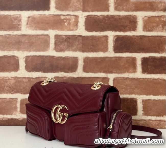 Buy Cheap Gucci GG Marmont Small Multi-Pocket Shoulder Bag 795228 Burgundy 2024