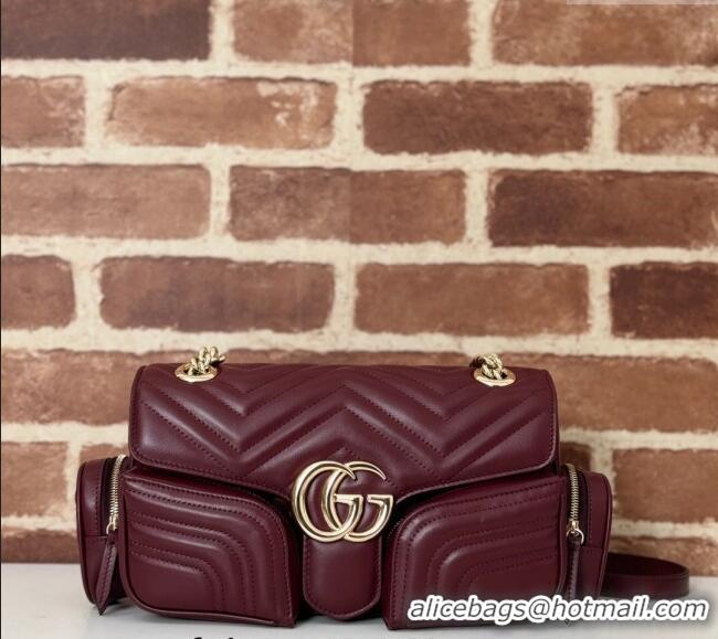 Buy Cheap Gucci GG Marmont Small Multi-Pocket Shoulder Bag 795228 Burgundy 2024