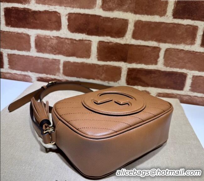 Super Quality Gucci Blondie Leather Camera Bag with Tassel 742360 Brown 2024