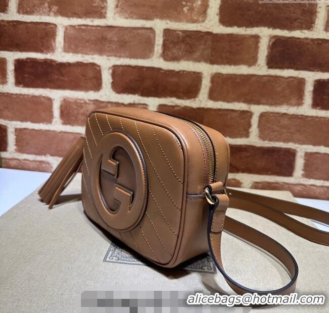 Super Quality Gucci Blondie Leather Camera Bag with Tassel 742360 Brown 2024