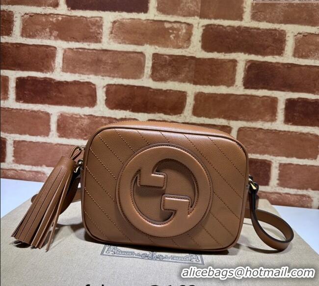 Super Quality Gucci Blondie Leather Camera Bag with Tassel 742360 Brown 2024