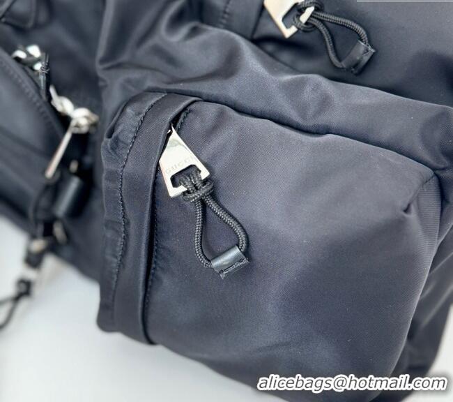 Best Grade Gucci Mens Nylon Large Backpack Bag with Gucci Logo 800182 Black 2024