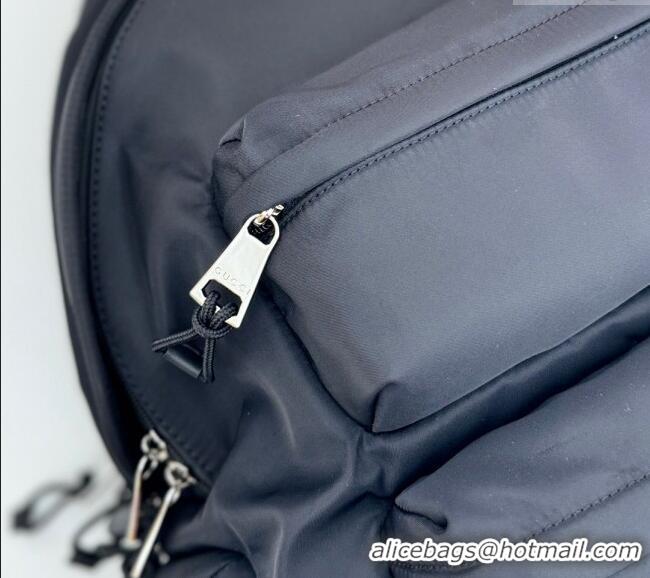 Best Grade Gucci Mens Nylon Large Backpack Bag with Gucci Logo 800182 Black 2024