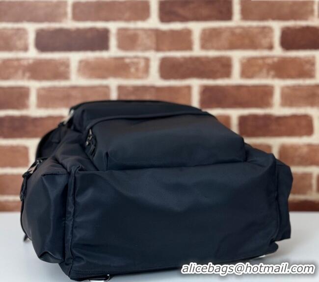 Best Grade Gucci Mens Nylon Large Backpack Bag with Gucci Logo 800182 Black 2024