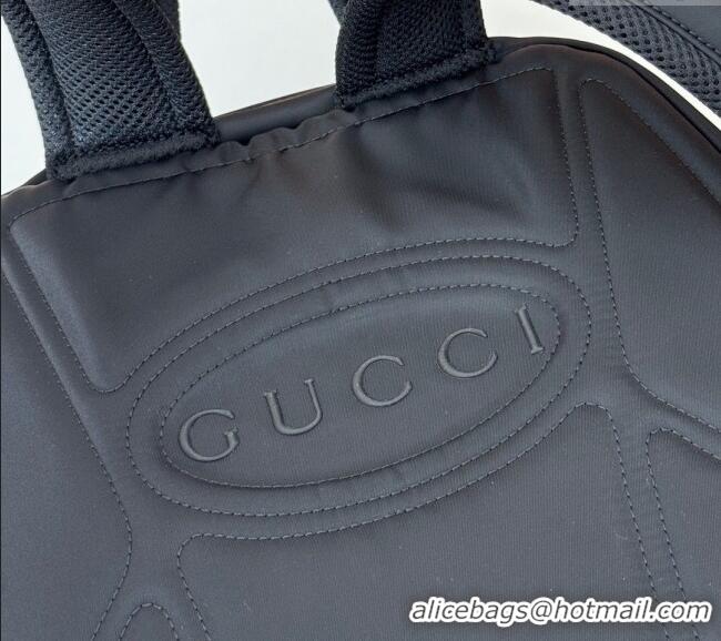 Grade Design Gucci Mens Nylon Medium Backpack Bag with Gucci Logo 800265 Black 2024
