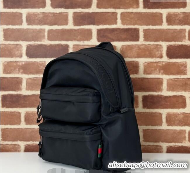 Grade Design Gucci Mens Nylon Medium Backpack Bag with Gucci Logo 800265 Black 2024