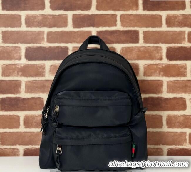 Grade Design Gucci Mens Nylon Medium Backpack Bag with Gucci Logo 800265 Black 2024