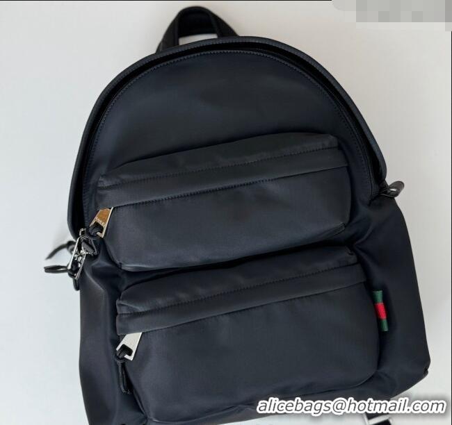 Grade Design Gucci Mens Nylon Medium Backpack Bag with Gucci Logo 800265 Black 2024