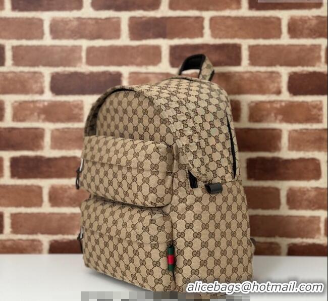 Good Taste Gucci Mens GG Canvas Medium Backpack Bag with Gucci Logo 800265 Beige 2024