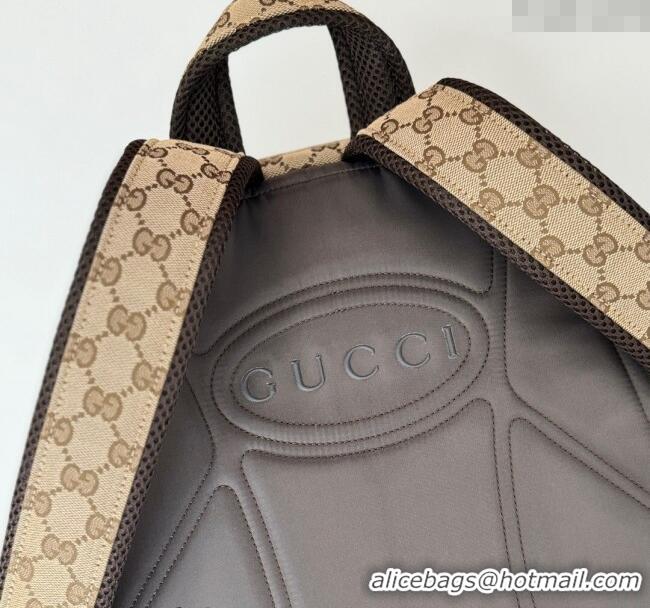 Good Taste Gucci Mens GG Canvas Medium Backpack Bag with Gucci Logo 800265 Beige 2024