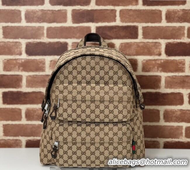 Good Taste Gucci Mens GG Canvas Medium Backpack Bag with Gucci Logo 800265 Beige 2024