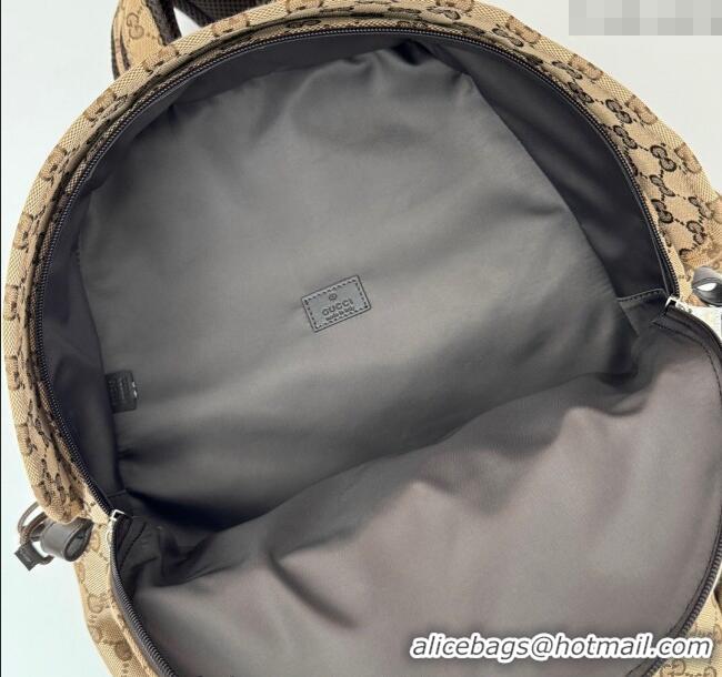 Good Taste Gucci Mens GG Canvas Medium Backpack Bag with Gucci Logo 800265 Beige 2024