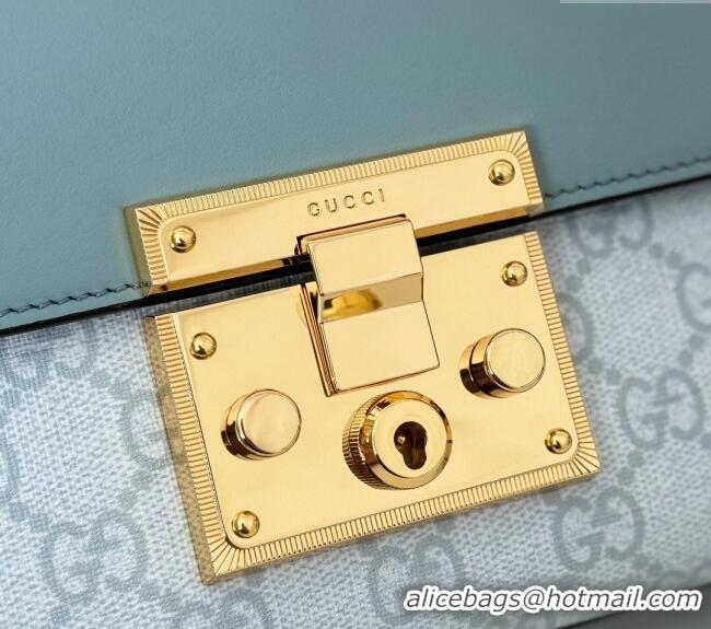 Inexpensive Gucci Padlock Small GG Canvas and Leather Shoulder Bag 409487 Dusty Blue 2024