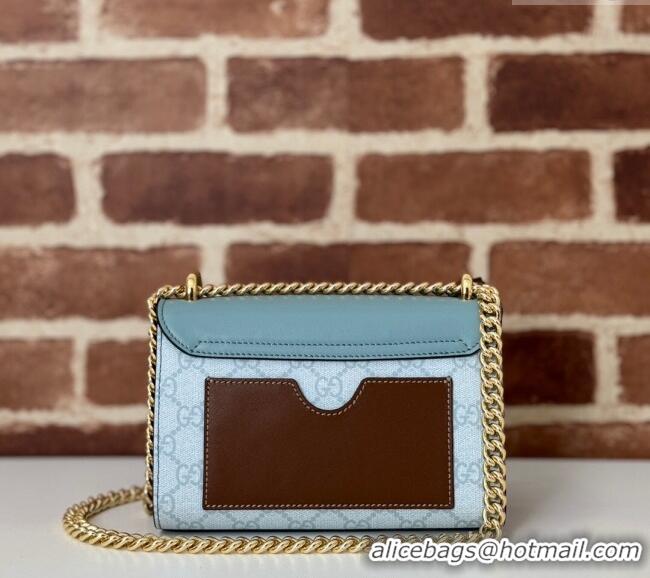 Inexpensive Gucci Padlock Small GG Canvas and Leather Shoulder Bag 409487 Dusty Blue 2024