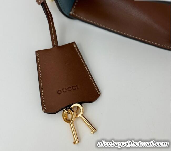 Inexpensive Gucci Padlock Small GG Canvas and Leather Shoulder Bag 409487 Dusty Blue 2024